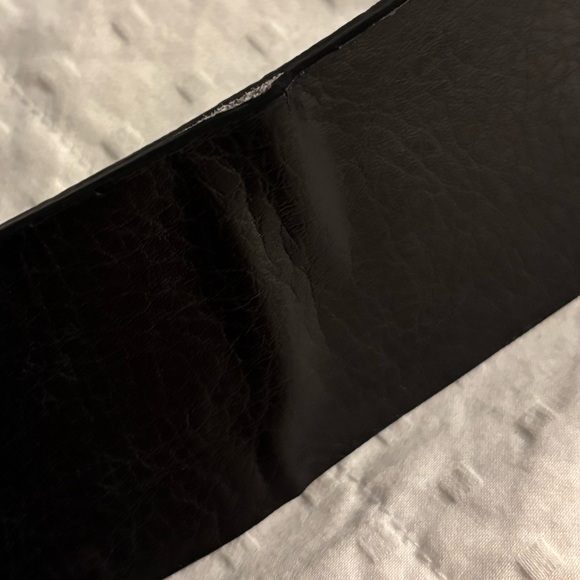 Chico's Black Leather Belt with Silver Double Ring Buckle 2” Wide Medium Large - Picture 11 of 12